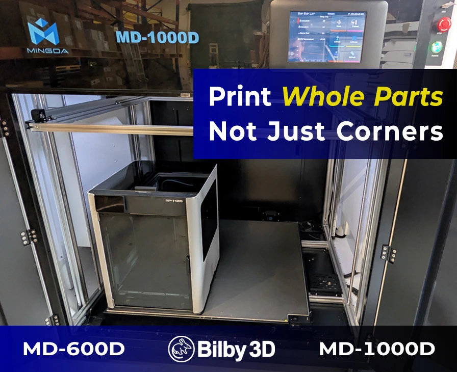 Print Whole Parts, Not Just Corners - BambuLab H2D inside the MD-1000D